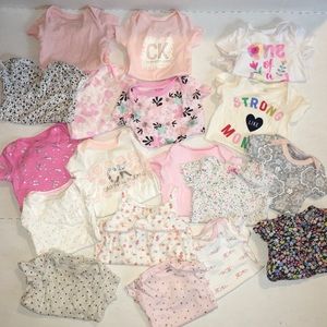 Baby Girl 0-3 Months Onesie Lot